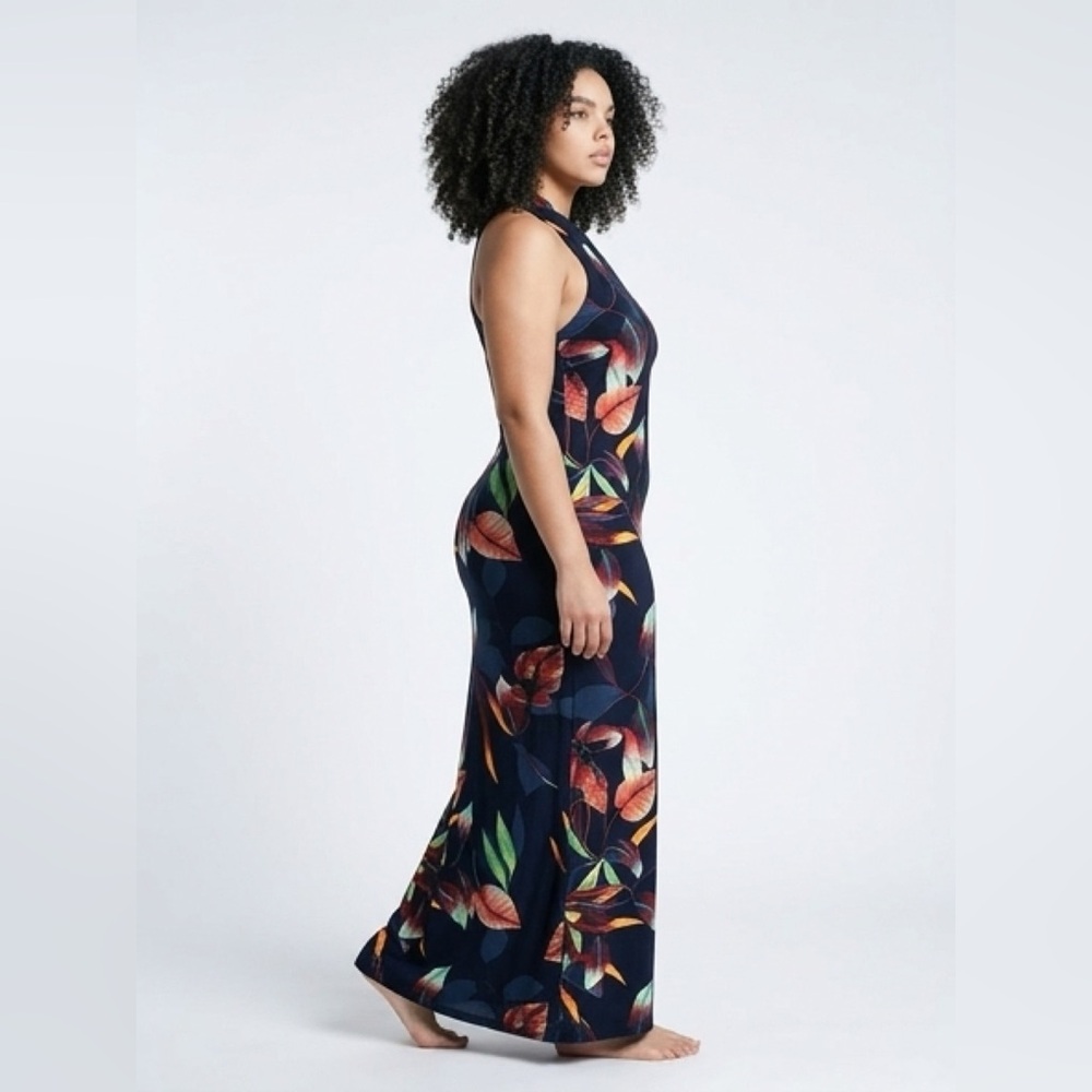 RACHEL Rachel Roy  Navy Floral Halter Midi Dress
